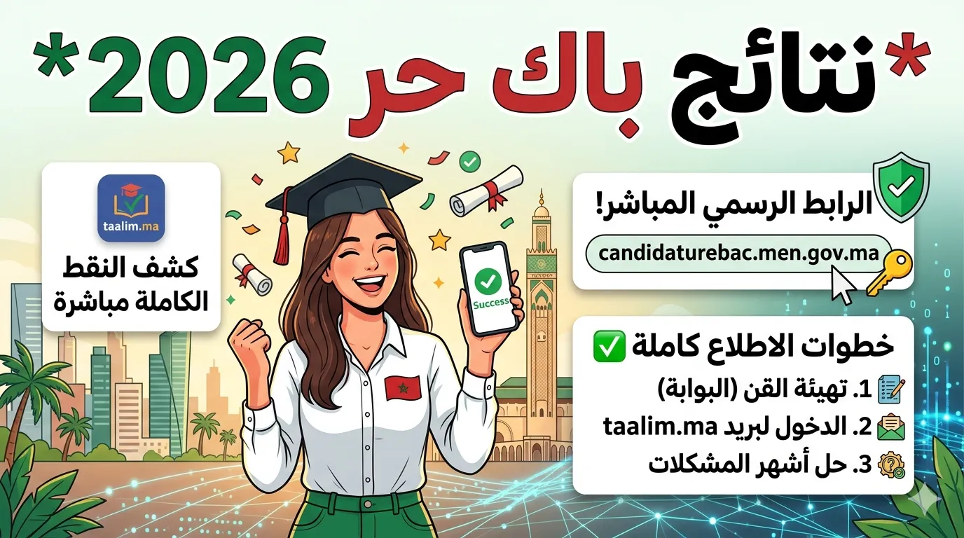 نتائج باك حر 2026: رابط candidaturebac.men.gov.ma وخطوات الاطلاع كاملة