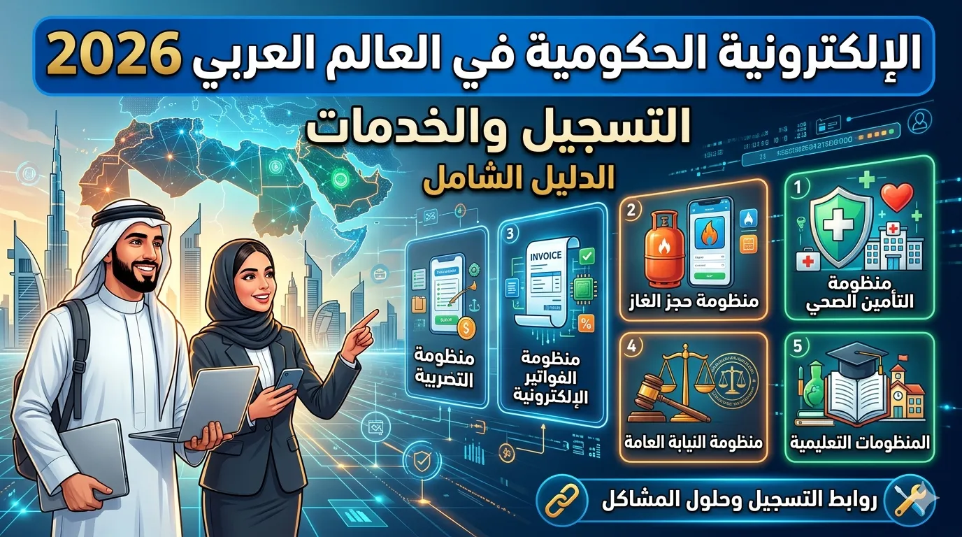 دليل المنظومات الإلكترونية الحكومية في العالم العربي 2026: التسجيل والخدمات