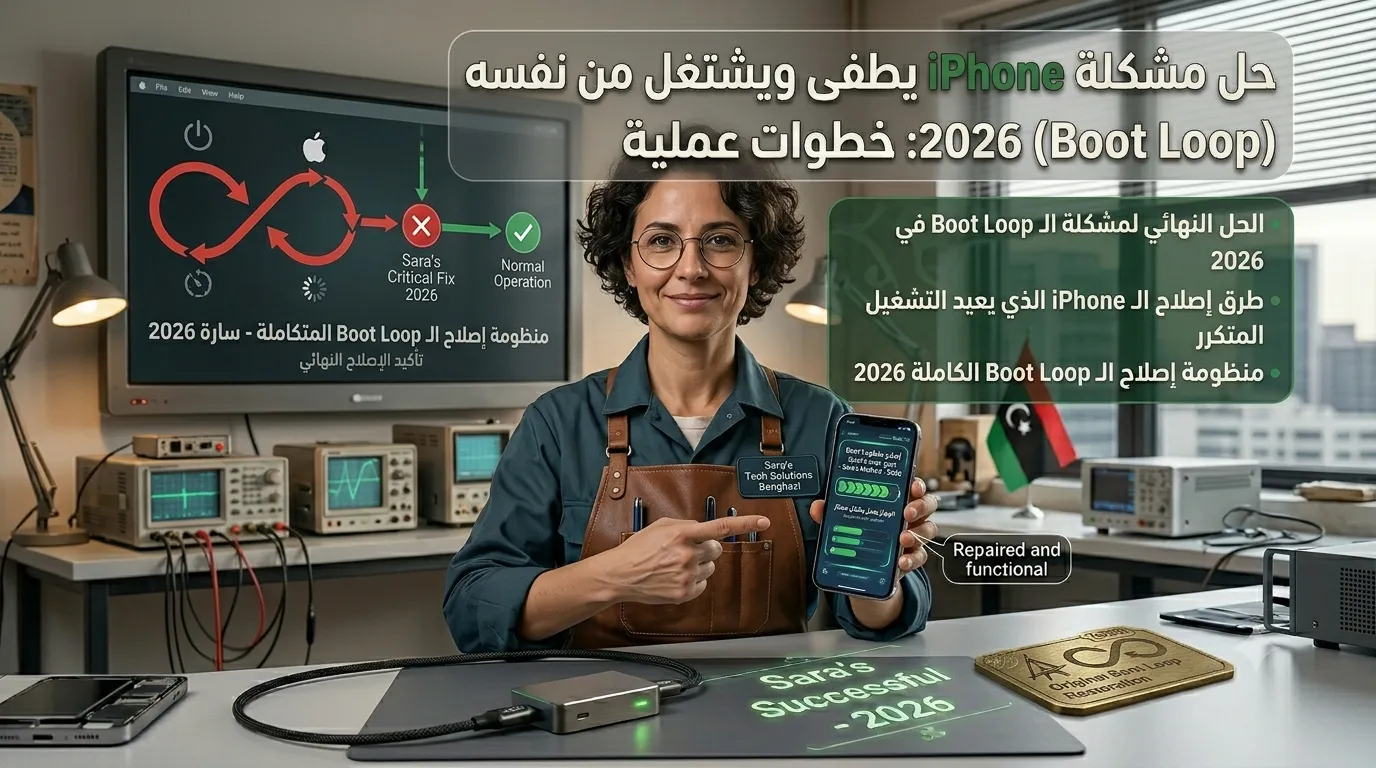حل مشكلة iPhone يطفى ويشتغل من نفسه (Boot Loop) 2026: خطوات عملية