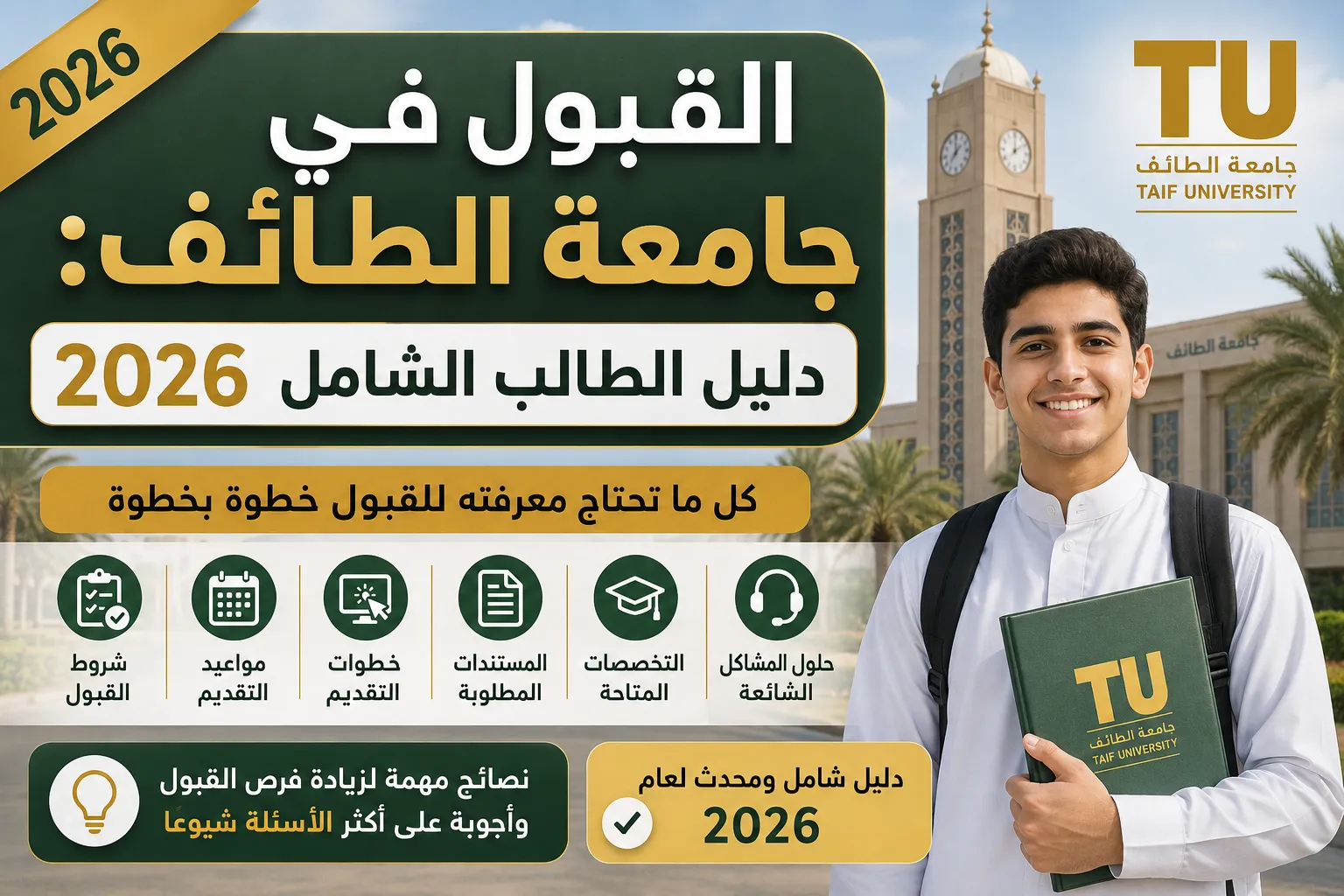 القبول في جامعة الطائف: دليل الطالب الشامل 2026