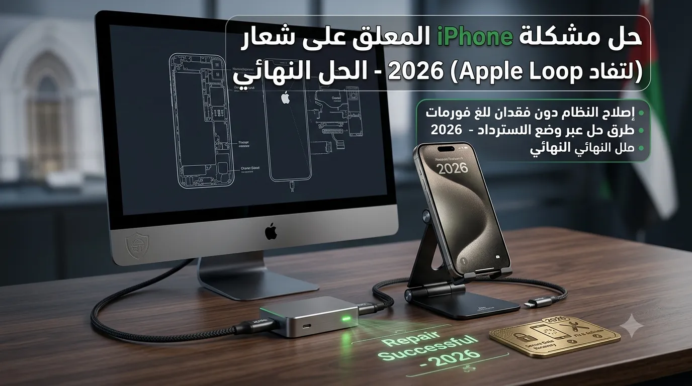 حل مشكلة iPhone المعلق على شعار التفاحة (Apple Logo Loop) 2026